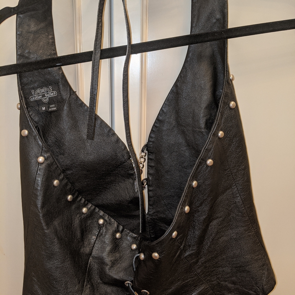 leather black top